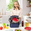 OPUX Double Decker Lunch Box Men Women, Insulated Leakproof Cooler Bag Adult Work, Dual Compartment Pail Tote Boys Girls Kids - 4 of 4