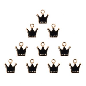 John Bead Sweet & Petite Small Simple Cute Charms Craft Embellishments Crown 11x12mm Black 10 Pieces - 1 of 4