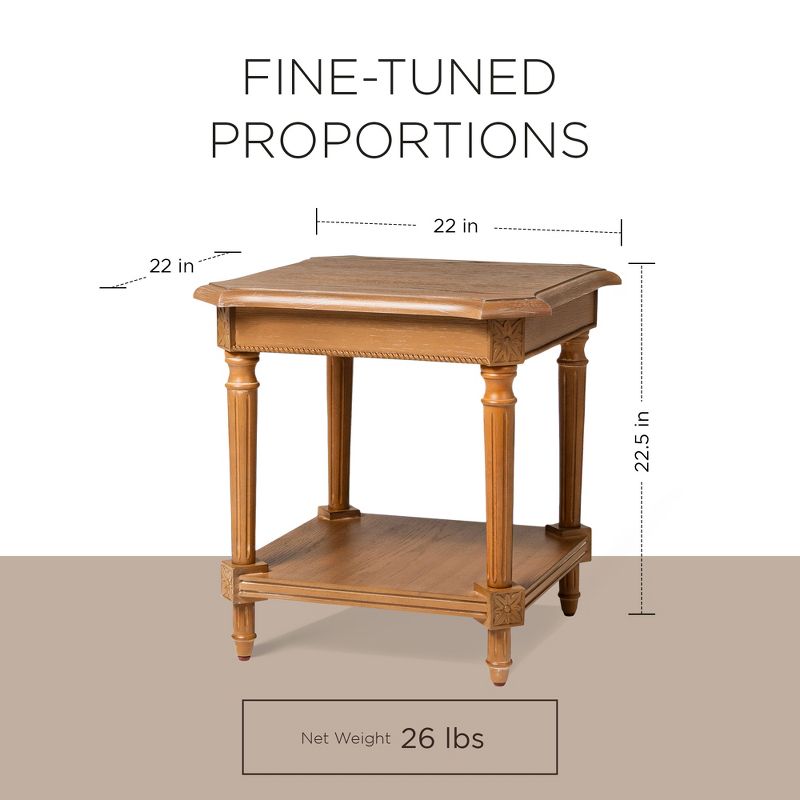 Maven Lane Pullman Traditional Square Wooden Side Table, 6 of 9