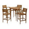 GDFStudio Brigitte Outdoor Acacia Wood 5 Piece Bar Set with Slatted Design - 2 of 4