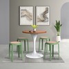 LeisureMod Tresse Stackable Dining Stool – Mid-Century Modern Round Backless Wicker-Top Seat Indoor Outdoor Use for Kitchen, Patio, Garden Set of 2 - 3 of 4