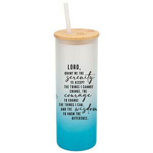 Elanze Designs Serenity Prayer Lord Grant Me Flowers Wrap-Around Design 25 Ounce Frosted Gradient Glass On-The-Go Coffee Travel Skinny Tumbler Mug - 1 of 1
