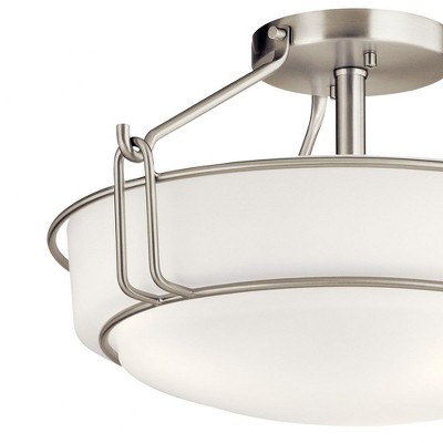 Elegant Brushed Nickel 3-Light Semi-Flush Ceiling Bowl in Black and White