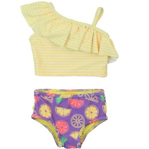 RuffleButts Girls One Shoulder Ruffle Tankini - 1 of 4
