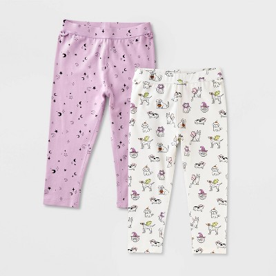Girls' Adaptive 2pk Halloween Capri's - Cat & Jack™ Lavender/Cream