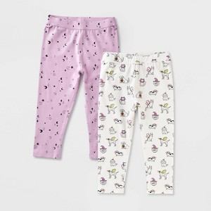 Girls' Adaptive 2pk Halloween Capri's - Cat & Jack™ Lavender/Cream - 1 of 3