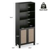 FURNIinspire Decorative Bookshelf 5 Shelf Bookcase With Rattan Doors, Standing Storage Cabinet, Adjustable Storage Shelves, Black, 14.6"*29.9"*70.9" - 3 of 4