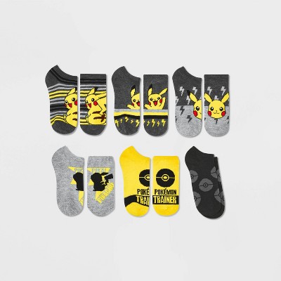 Kids' Pokémon Pikachu 6pk No Show Socks - Gray