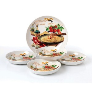 Lorren Home Trends 5 Piece Porcelain Pasta Set Mamma Mia Design - 1 of 4