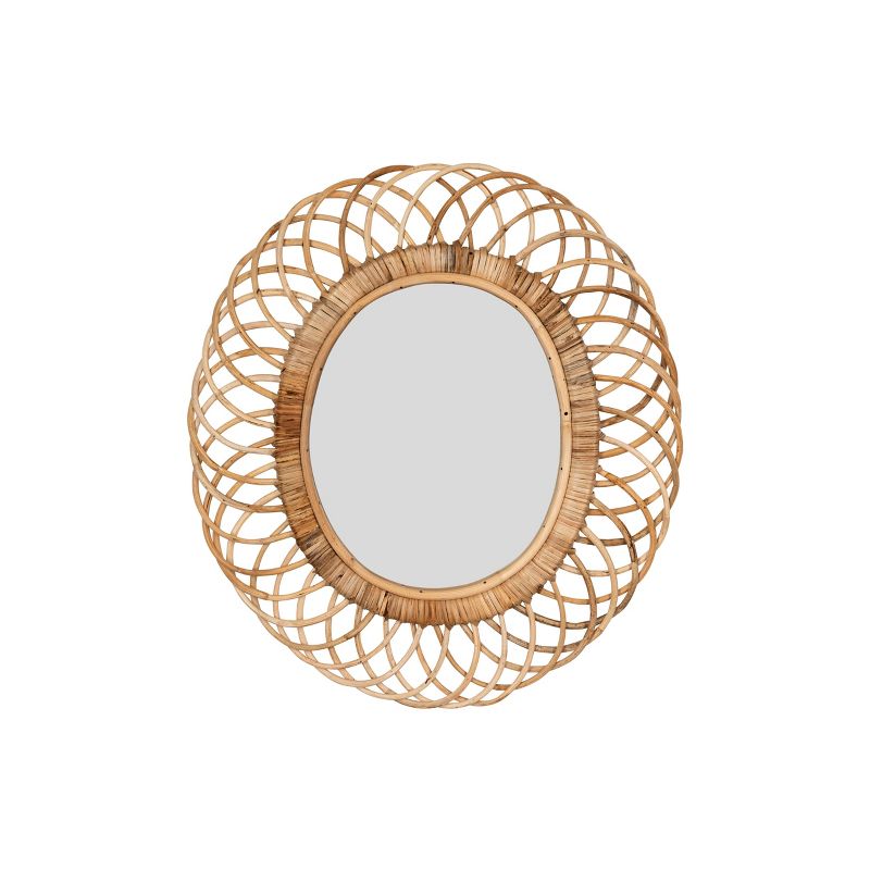 Oval Woven Bamboo Wall Mirror Brown - Storied Home, 1 of 12
