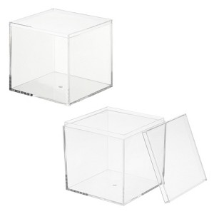 Unique Bargains Acrylic Cube Storage Collectible Display Boxes 2 Pcs Clear - 1 of 4