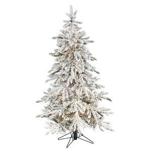 Nearly Natural 5' Flocked Grand Northern Rocky Fir Prelit LED Multifunction Light Artificial Christmas Tree - 1 of 1