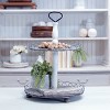 VIP Wood 20 in. White 2-Tier Tray with Half-Circle Design - 3 of 4