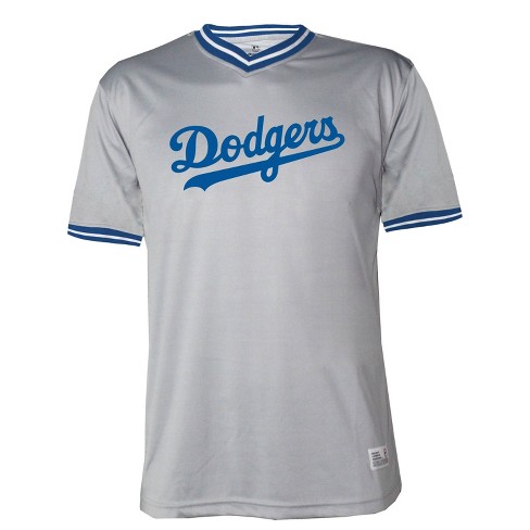 MLB Los Angeles Dodgers Gray Men's Short Sleeve V-Neck Jersey - L