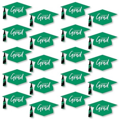 Big Dot of Happiness Green Graduation Hat Decorations - DIY Large Party Essentials - 20 Count