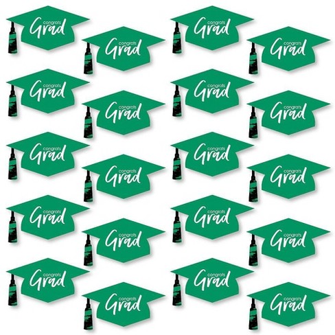 Big Dot of Happiness Green Graduation Hat Decorations - DIY Large Party  Essentials - 20 Count