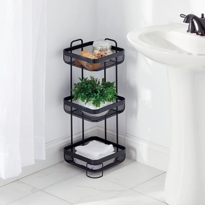 Mdesign Vertical Standing Bathroom Shelving Unit Tower With 3 Baskets