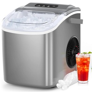 ZAFRO Ice Maker Countertop, Portable Ice Machine with Self-Cleaning, 26.5lbs/24Hrs, 9 Bullet Ice Cubes in 6 Mins, Ice Basket and Scoop, Grey - 1 of 4