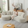 Dolonm 121" Modern Curved L-shaped Sofa,Compression Boneless Sofa,Minimalist Design,Corduroy Fabric,No Assembly,for Living Room,Bedroom - 3 of 4