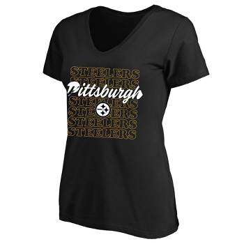 NFL Pittsburgh Steelers Women's Plus Size Short Sleeve V-Neck T-Shirt