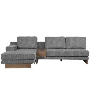 VYNXARIA 114in L-shaped Sofa Sectional Sofa with Two USB Ports and Two Power Sockets,a Storage Drawer and a Reversible Chaise Lounge,Gray - 1 of 4