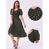INSPIRE CHIC Women's Floral Smocked Puff Short Sleeves V Neck Ruffled Hem Midi Dress - 2 of 4