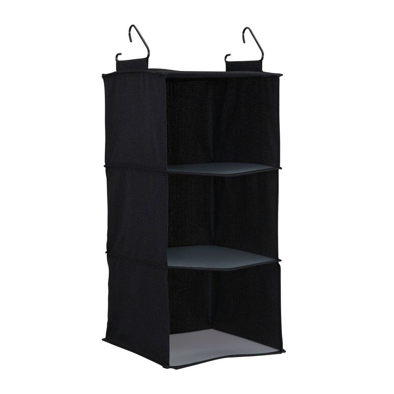 Household Essentials 3 Shelf Hanging Organizer Black Linen, 1 of 10