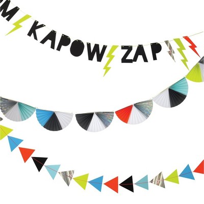  Meri Meri Zap! Superhero Banner – Party Decorations and Accessories - 10' 