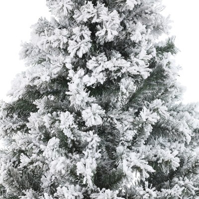 7-Foot White Flocked Spruce Artificial Christmas Tree with LED Lights