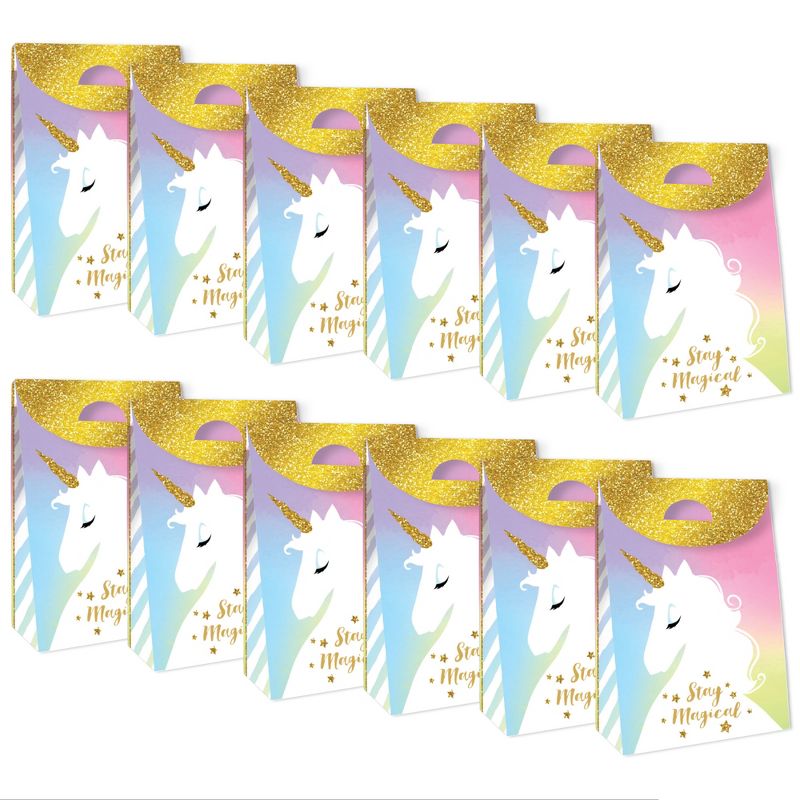 Big Dot of Happiness Rainbow Unicorn - Magical Unicorn Baby Shower or Birthday Gift Favor Bags - Party Goodie Boxes - Set of 12, 5 of 9