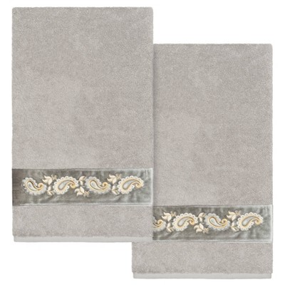 Alev Jacquard Bath/Hand Towel set Gray - Linum Home Textiles