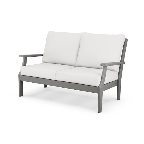 Polywood Braxton Deep Seating Outdoor Patio Loveseat Slate Gray/natural ...