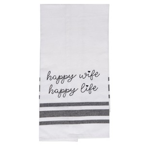 Totalee Gift Happy Wife Happy Life Tea Towel Cotton White - 1 of 1