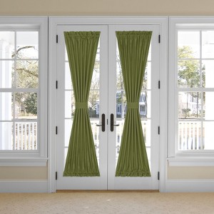 Kate Aurora Country Farmhouse Living Solid Colored Semi Sheer Single Door Curtain Panel With Tieback - 1 of 4