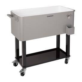 Gray Stainless Steel 80 Qt. Outdoor Cooler Cart with Wheels