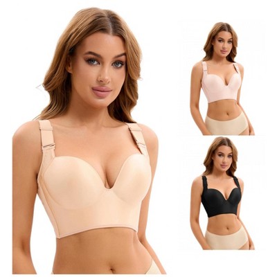 INSPIRE CHIC 3 Pcs Women's Wirefree Convertible Tummy Control 6 Hooks Push Up Bras