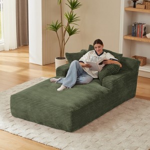 AENKYO Oversized Sleeper Sofa Bed & Cloud Lounge Chair, 2 Pillows Corduroy Upholstered Sofa No Assembly Required for Living Room - 1 of 4