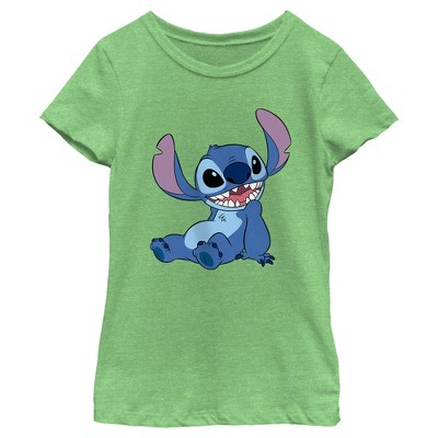 Girl's Lilo & Stitch Sitting Pose T-shirt - Green Apple - Small : Target