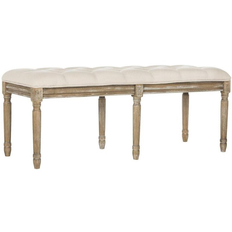 Rocha 19''H French Brasserie Tufted Traditional Rustic Wood Bench  - Safavieh, 4 of 9