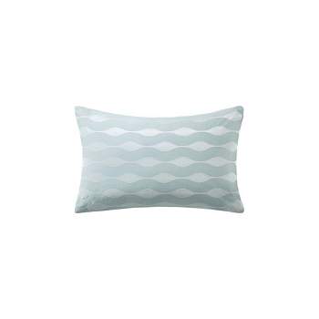 LIVN CO. Coastal Wavy Embroidered Cotton Oblong Pillow Blue 12x20"