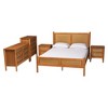 Baxton Studio Jenn Golden Brown Wood Japandi 5-Piece Queen Size Bedroom Set with Distressed-Finished Rattan - 2 of 4