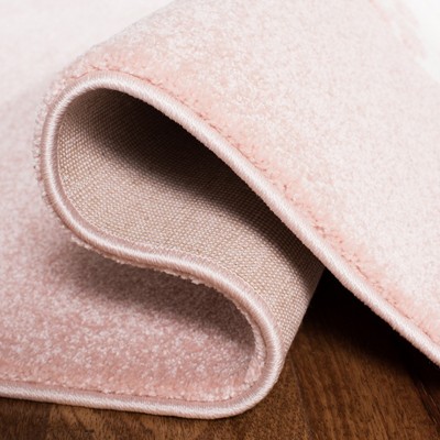 Pink/Ivory Hand-Knotted Square Kids Rug, Synthetic, 39" x 63"