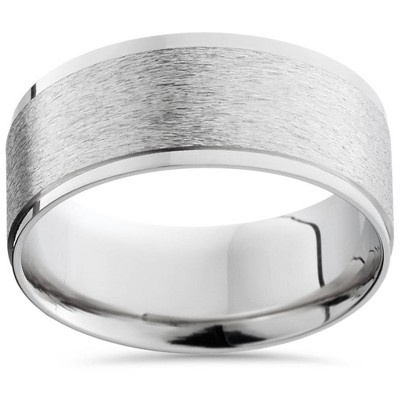 Pompeii3 Men's 8mm Textured Platinum Comfort Fit Wedding Band
