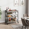 CuisinSmart Bar Cart, 3-Tier Rolling Serving Cart with Wine Rack & Glass Holders, Drink Trolley On Wheels for Kitchen, Dining Room, Party - 4 of 4