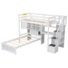 TIRAMISUBEST Twin over Twin Bunk Bed with Built-in Desk and Storage Staircase, L-Shaped Bunk Bedframe with Storage Compartments and Shelves - 3 of 4