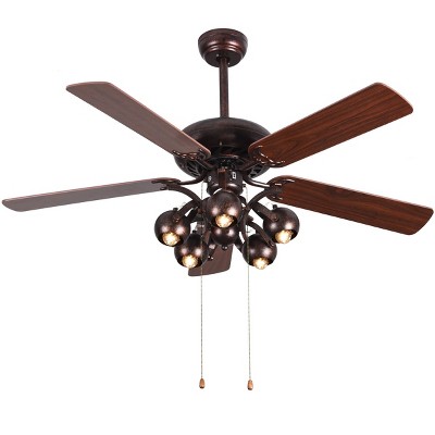 Costway 52 in Vintage Rustic Ceiling Fan Light with 5 Reversible Blades Pull Chain Home