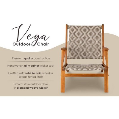Vega Natural Acacia Diamond-Weave Outdoor Armchair