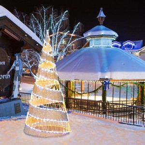 Costway 5FT Pre-lit Christmas Cone Tree with 300 Warm White & 250 Cold White LED Lights - 1 of 4