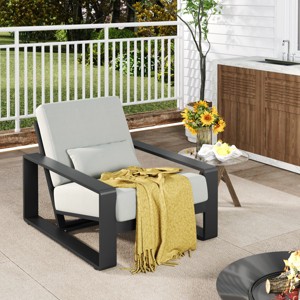Aluminum Outdoor Club Chair, Modern Rust Resistant Patio Lounge with Olefin Cushion, 32.5" Wide for Outdoor Use-3irtyhousy - 1 of 4