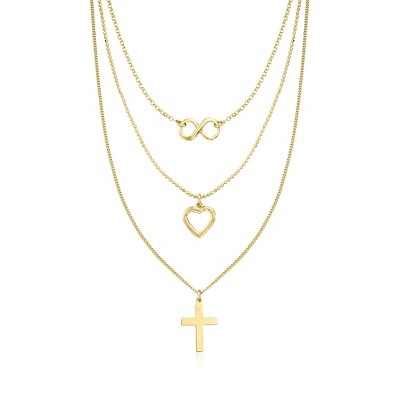 Ross-Simons Italian 18kt Gold Over Sterling Multi-Symbol Layered Necklace Size 18